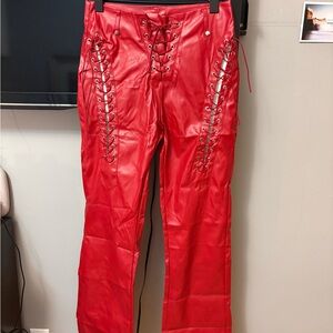 Amazon Red Lace-Up Pants